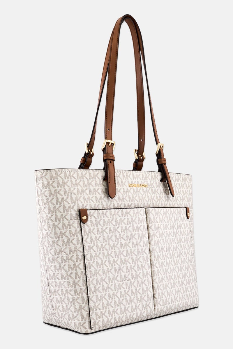 Michael Kors Women Monogram Pattern Tote Bag, Off White - Image 3
